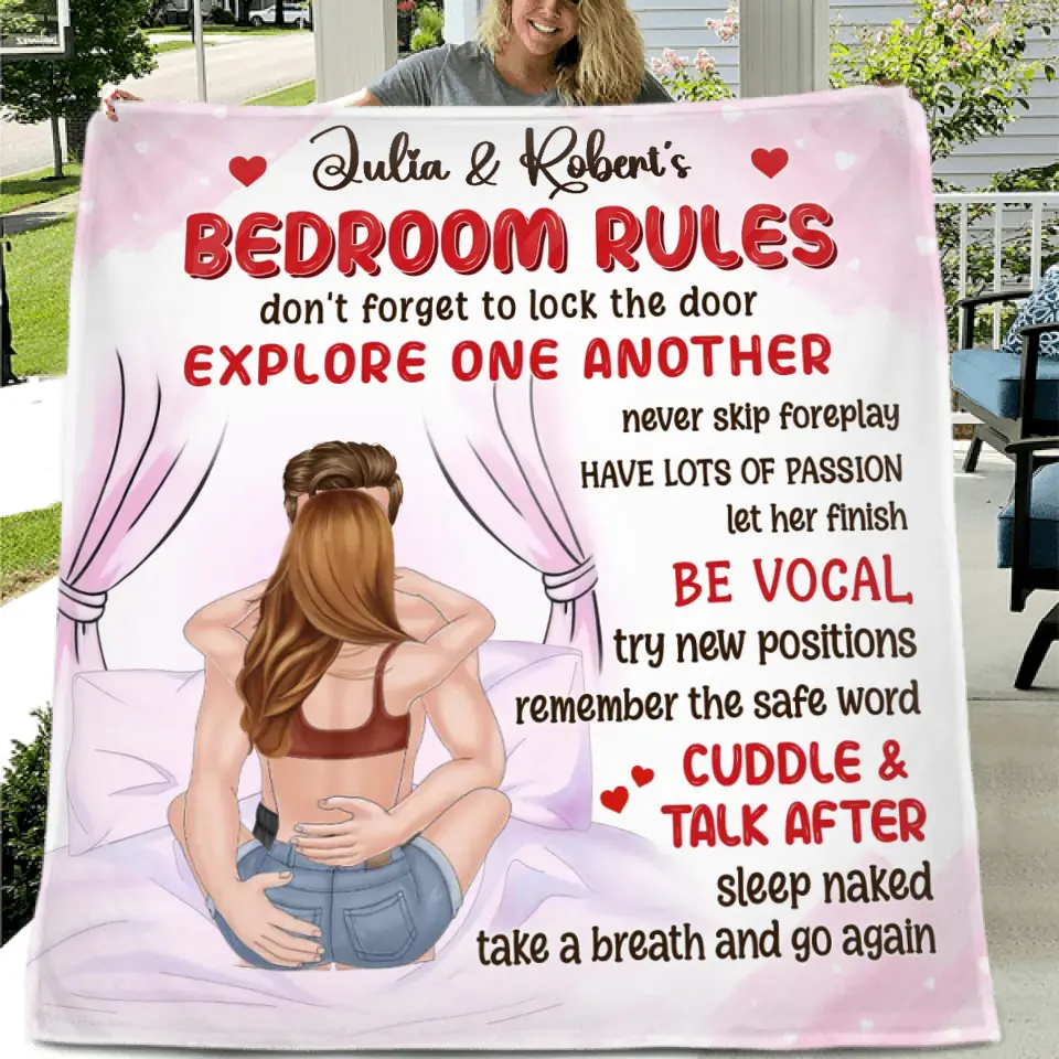 Personalized Couple Fleece Throw Blanket & Quilt - Gift Idea For Couple - Be Vocal Try New Positions Remember