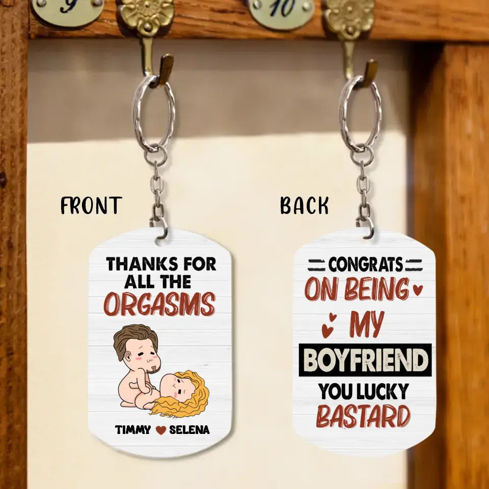 Personalized Couple Aluminum Keychain - 
 Funny/Christmas Gift Idea for Couple - Thanks For All The Orgasms