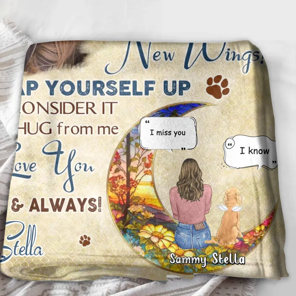 Personalized Memorial Fleece Throw Blanket & Quilt - Gift Idea For Dog Owner - Upload Dog Photo - Don't Cry For Me Mom! I'm Okay!