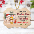 Personalized Funny Couple Rectangle Wooden Ornament - Christmas Gift Idea For Couple/Gift To Her - I'm No Weather Man But You Can Expect A Few Inches Tonight