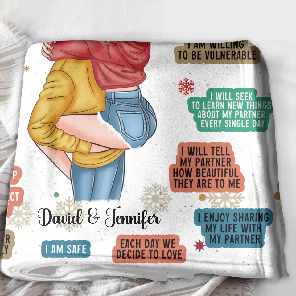 Personalized Couple Pillow Cover/Fleece Throw Blanket/Quilt - Christmas Gift Idea for Couple/Him/Her - Couple Affirmations