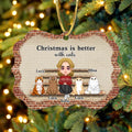 Personalized Christmas Cat Mom Rectangle Ornament - Gift Idea For Cat Lovers - Up to 4 Cats - Christmas Is Better With Cats