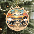 Personalized Camping Campfire Stained Glass Suncatcher Wooden Ornament - Gift For Couple/Camping Lover - Husband And Wife Camping Partners For Life