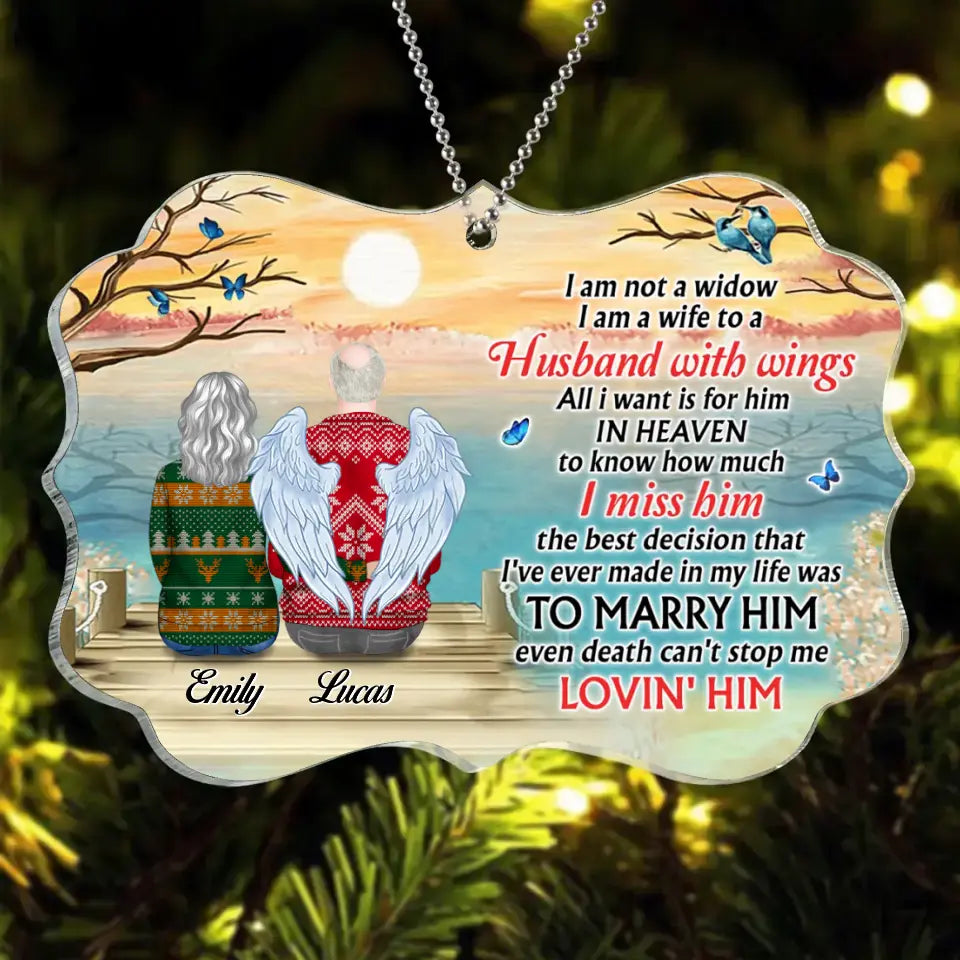 Personalized Memorial Husband Rectangle Acrylic Ornament - Memorial Gift For - I Am Not A Widow I Am A Wife To A Husband With Wings