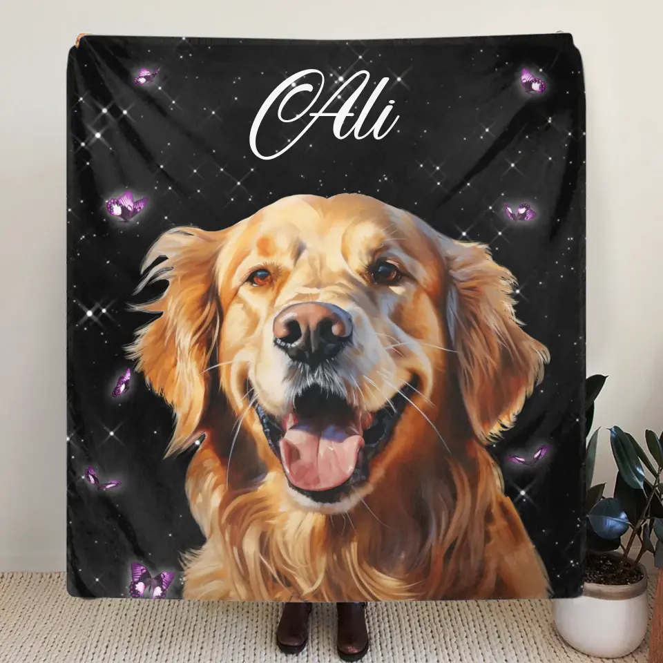 Personalized Pet Photo Fleece Throw Blanket - Custom Pet Portrait - Gift Idea For Dog/Cat Lover