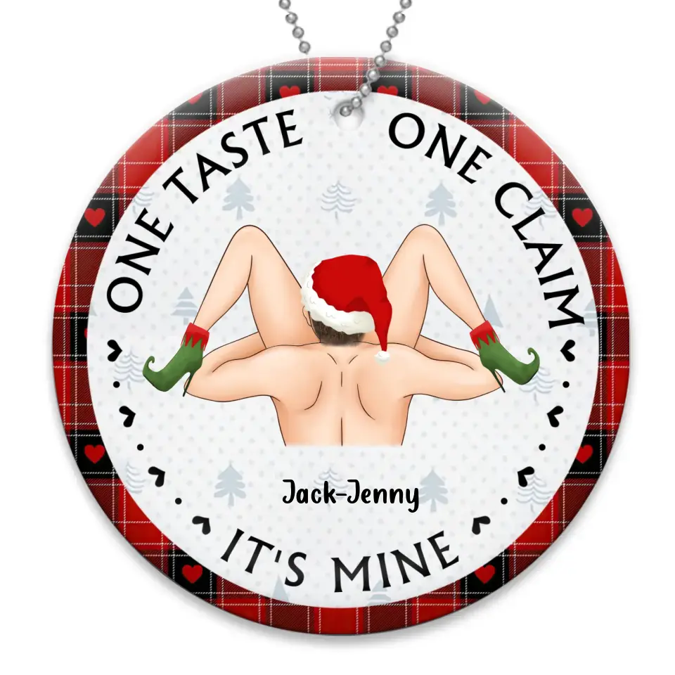 Personalized Couple Wooden Ornament - Christmas Gift Idea For Couple - One Taste One Claim It's Mine