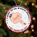Personalized Christmas Dad Wooden Ornament - Up to 6 Kids - Christmas Gift Idea For Father/Daughter/Son - Asshole Dad And Smartass Kids Best Friends For Life