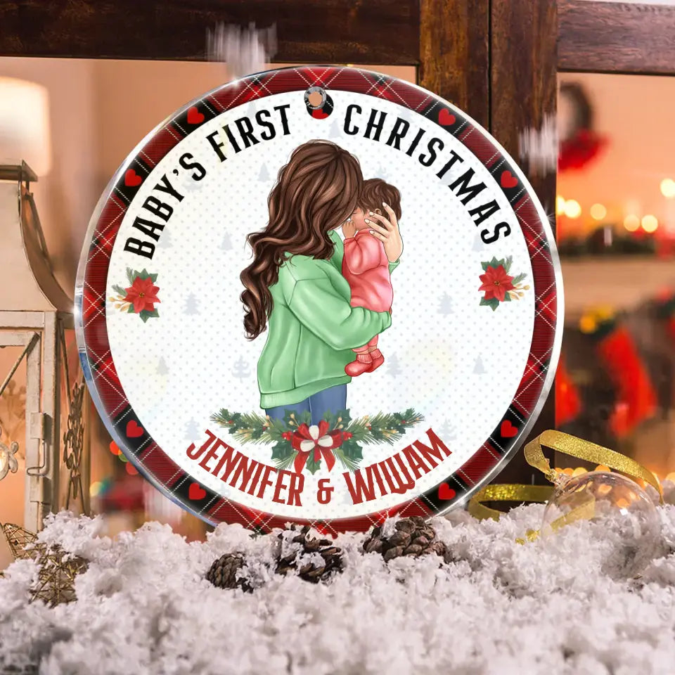 Personalized Baby's First Christmas Acrylic/Wooden Ornament - Christmas Gift Idea For Baby/Kid/Mom