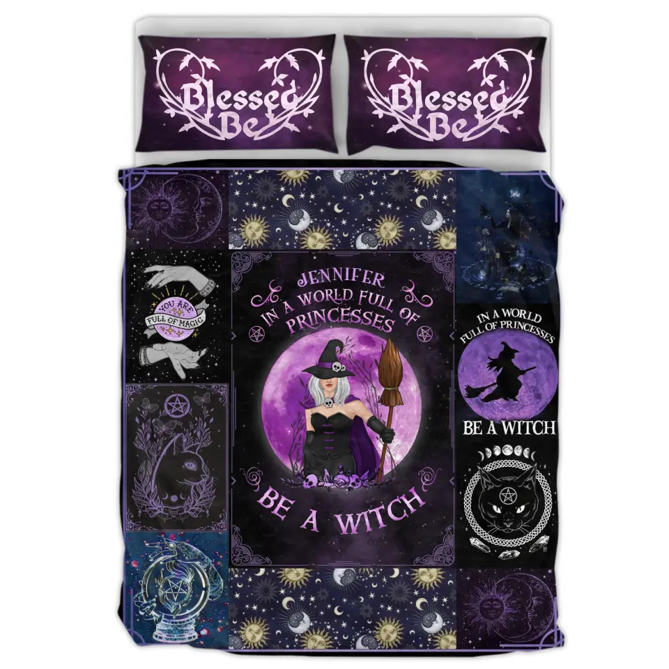 Personalized Witch Quilt Bed Sets - Halloween Gift Idea For Witch Lovers - In A World Full Of Princesses Be A Witch