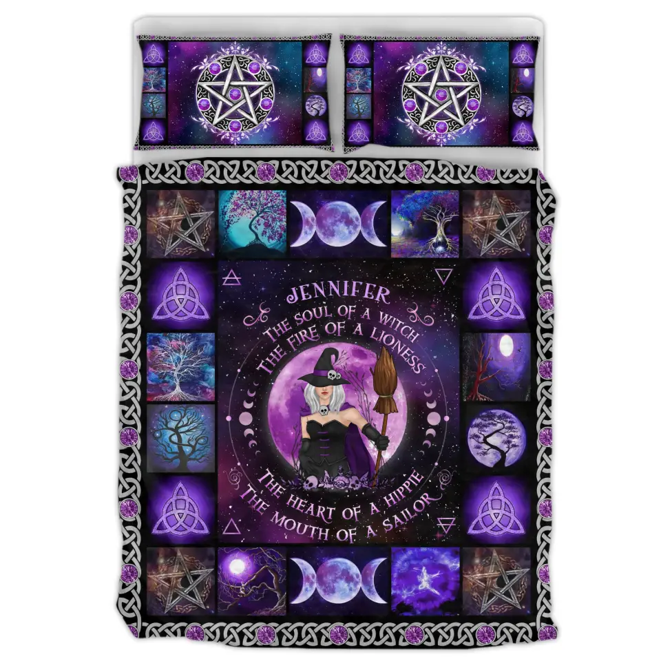 Personalized Witch Quilt Bed Sets - Halloween Gift For Witch Enthusiast - The Soul of A Witch The Fire Of A Lioness