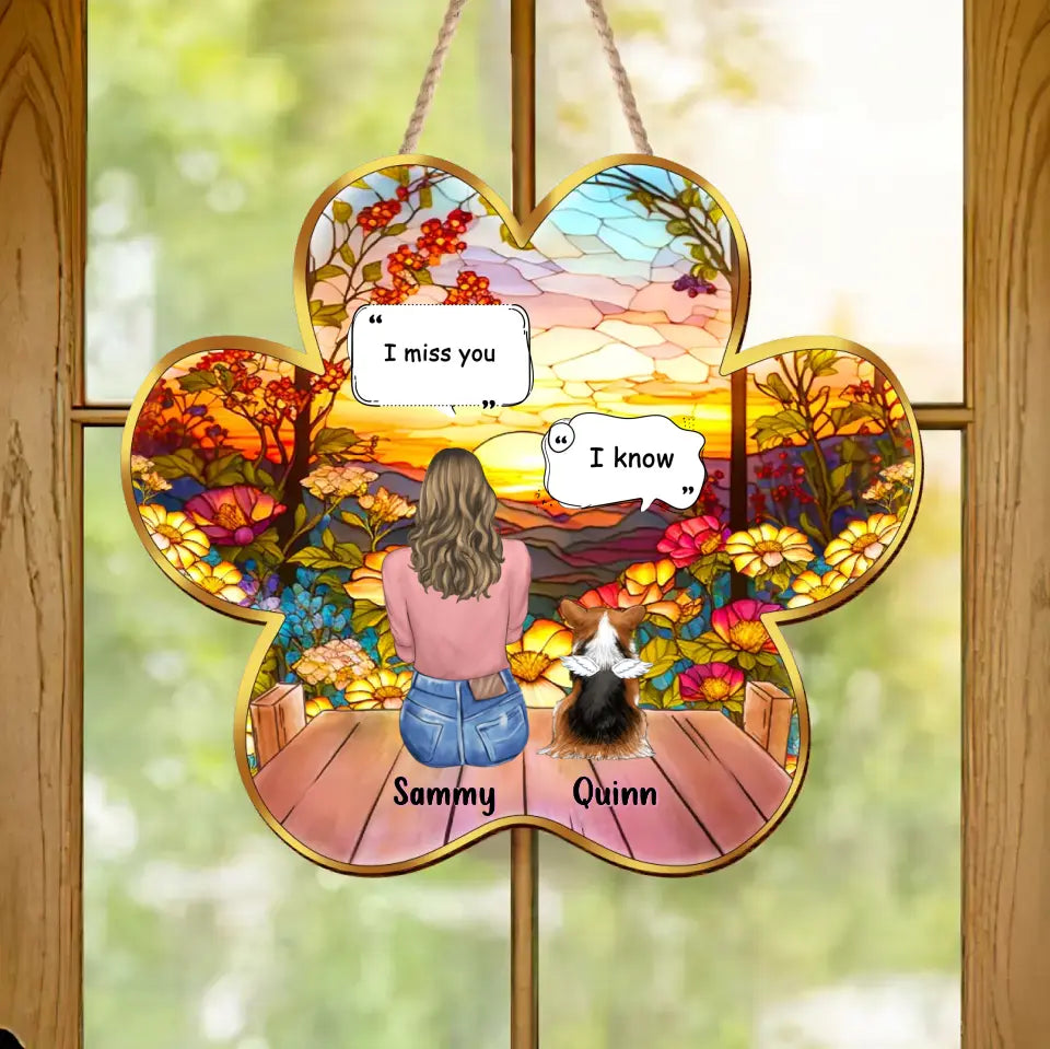 Personalized Memorial Pet Paw Wooden Sign - Up to 3 Cats/Dogs - Gift Idea For Pet Lovers - I Miss You