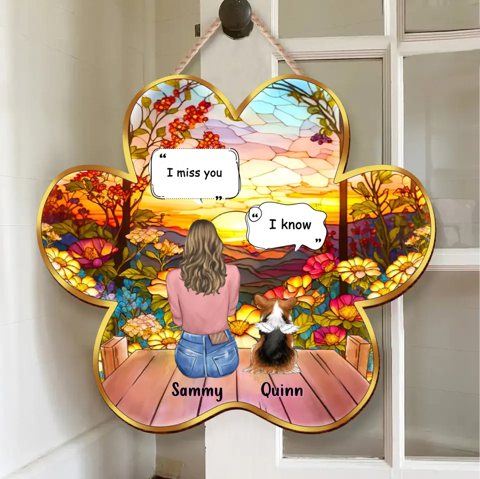 Personalized Memorial Pet Paw Wooden Sign - Up to 3 Cats/Dogs - Gift Idea For Pet Lovers - I Miss You