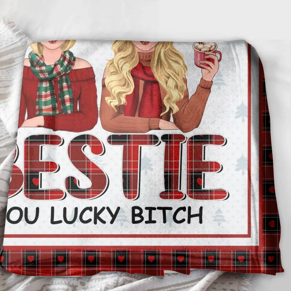 Personalized Besties Pillow Cover/Fleece Throw Blanket/Quilt - Christmas Gift Idea For Friends/Besties - Congrats On Being My Bestie