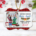 Custom Personalized Sister Wooden Ornament - Christmas Gift Idea for Sisters/Friends/Besties - Sisters Forever Never Apart Maybe In Distance But Never At Heart