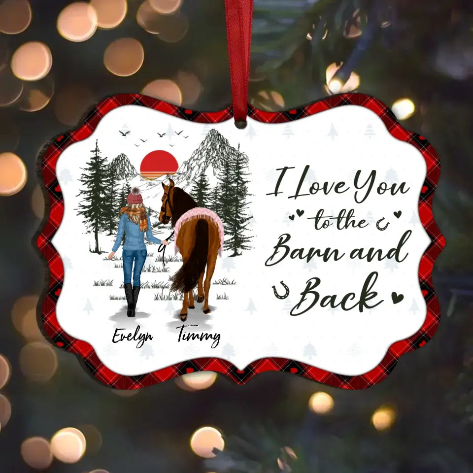 Personalized Horse Girl Wooden Ornament - Up to 6 Horses - Christmas Gift Idea for Horse Lovers - I Love You To The Barn And Back