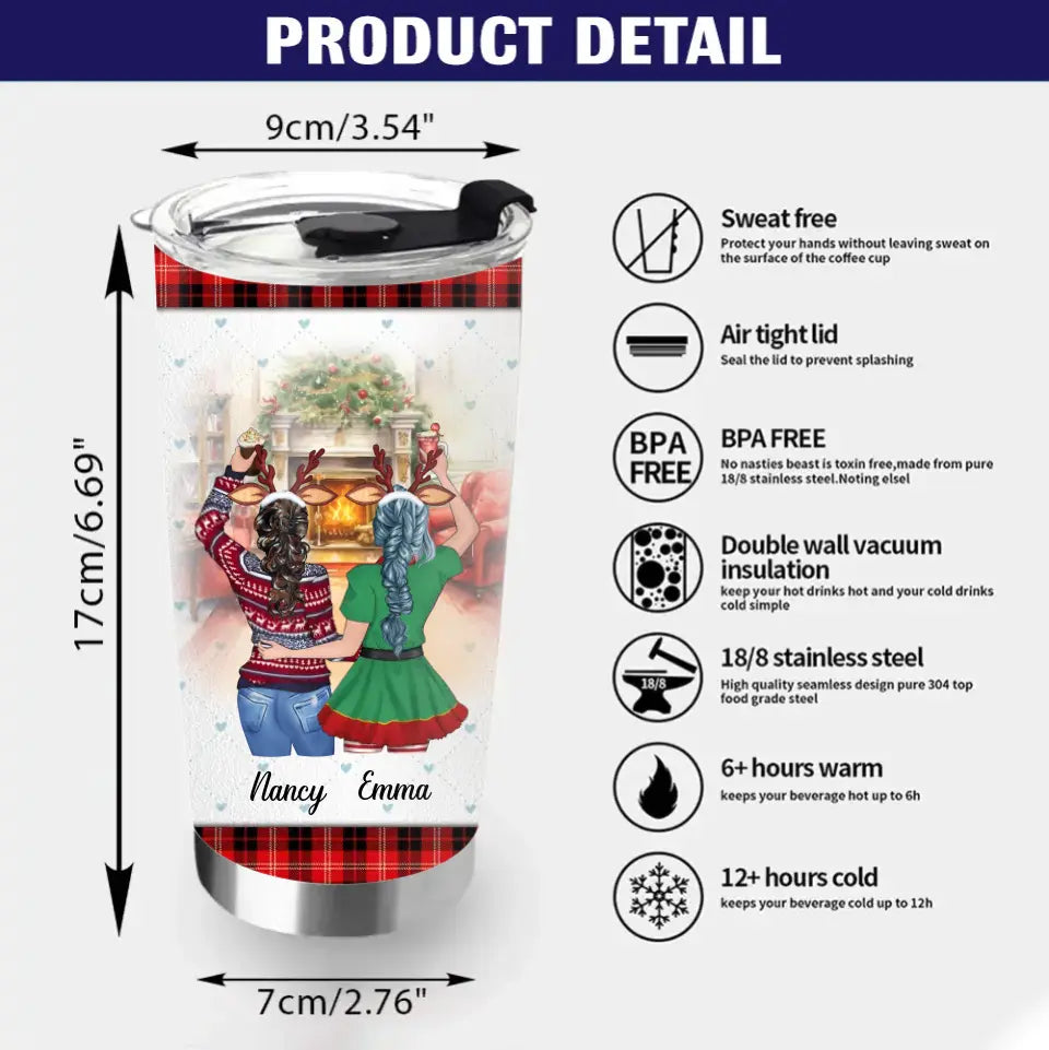Custom Personalized Sister Tumbler - Christmas Gift Idea for Sisters/Friends/Besties - I'd Walk Through Fire For You Sister