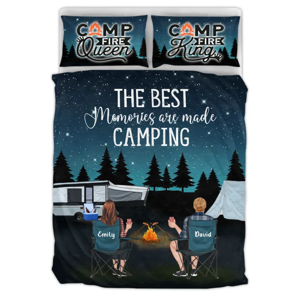 Personalized Camping Quilt Bed Sets - Gift Idea For Couple, Camping Lovers, Family - Up to 5 Kids, 4 Pets - The Best Memories Are Made Camping