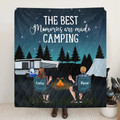 Personalized Camping Quilt/Fleece Throw Blanket - Gift Idea For Couple, Camping Lovers, Family - Up to 5 Kids, 4 Pets - The Best Memories Are Made Camping