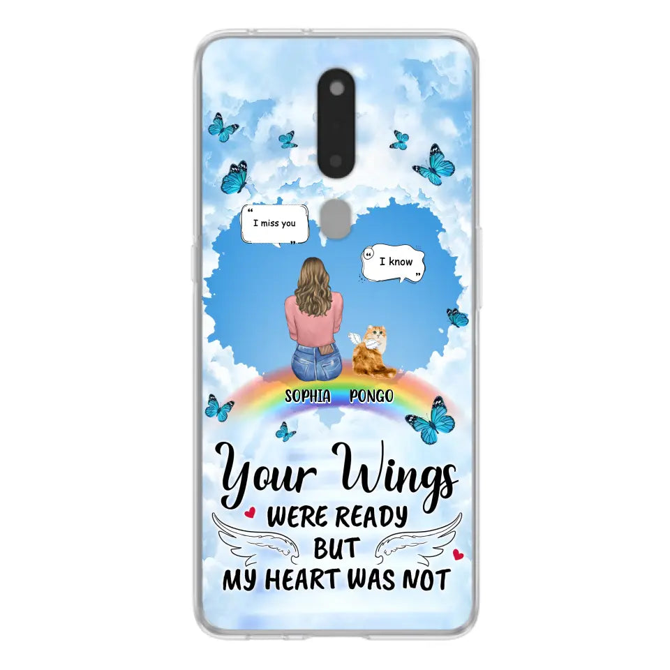 Personalized Memorial Pet Phone Case - Gift Idea For Dog/Cat/Rabbits Owners - Up to 3 Pets - Your Wings Were Ready But My Heart Was Not - Case For Oppo/Xiaomi/Huawei