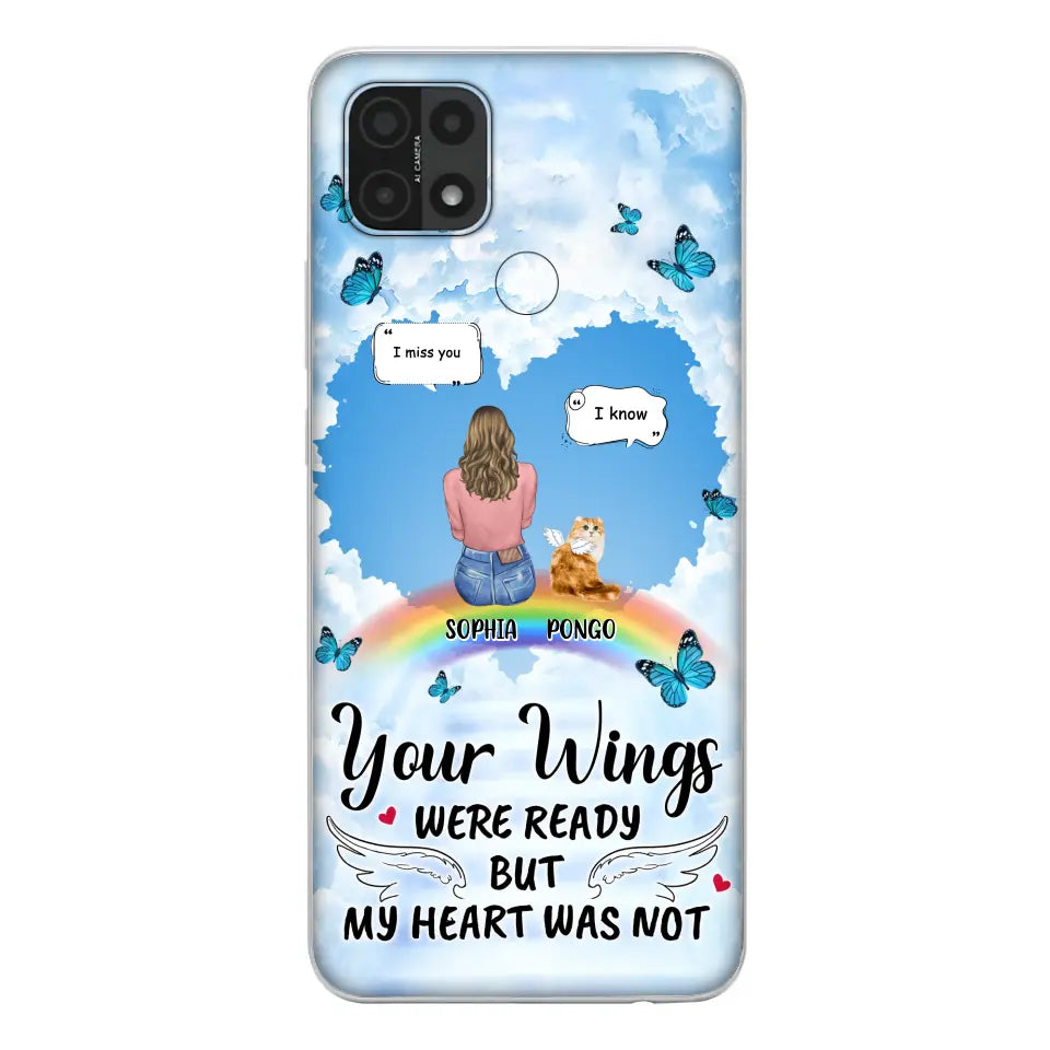 Personalized Memorial Pet Phone Case - Gift Idea For Dog/Cat/Rabbits Owners - Up to 3 Pets - Your Wings Were Ready But My Heart Was Not - Case For Oppo/Xiaomi/Huawei