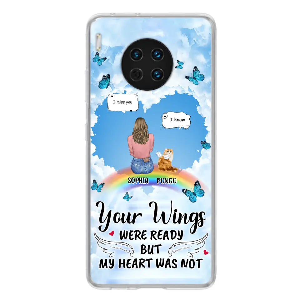 Personalized Memorial Pet Phone Case - Gift Idea For Dog/Cat/Rabbits Owners - Up to 3 Pets - Your Wings Were Ready But My Heart Was Not - Case For Oppo/Xiaomi/Huawei
