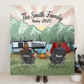 Custom Camping Quilt/Fleece Throw Blanket - Gift Idea For Couple, Camping Lovers, Family - Up to 3 Kids, 3 Pets - The Smith Family Since 2022