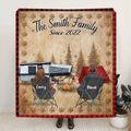 Custom Camping Quilt/Fleece Throw Blanket - Gift Idea For Couple, Camping Lovers, Family - Up to 3 Kids, 3 Pets