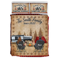 Custom Camping Quilt Bed Sets - Gift Idea For Couple, Camping Lovers, Family - Up to 3 Kids, 3 Pets