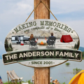 Personalized Camping Family Wooden Sign - Gift Idea For Couple Camping Lovers - Couple/Adult With Up to 3 Kids And 3 Pets