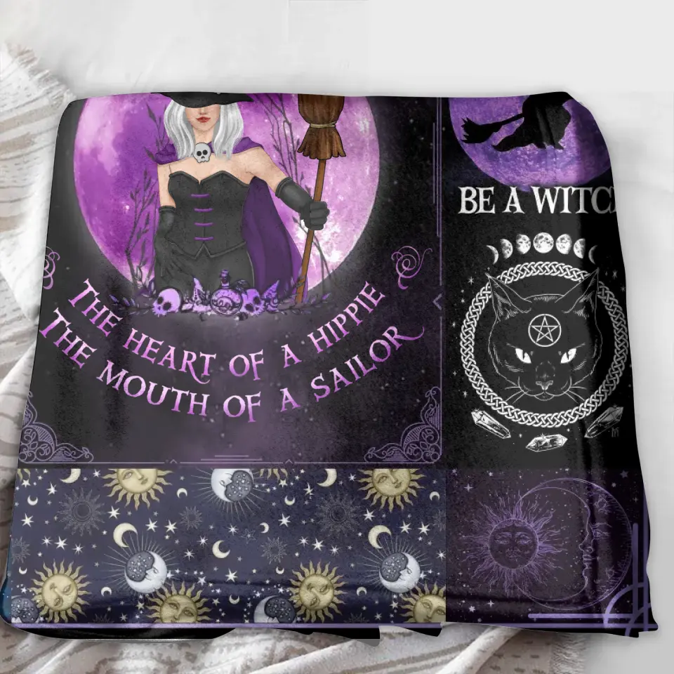 Personalized Witch Fleece Throw Blanket & Quilt - Halloween Gift Idea For Witch Lovers - October Woman The Soul of A Witch The Fire Of A Lioness