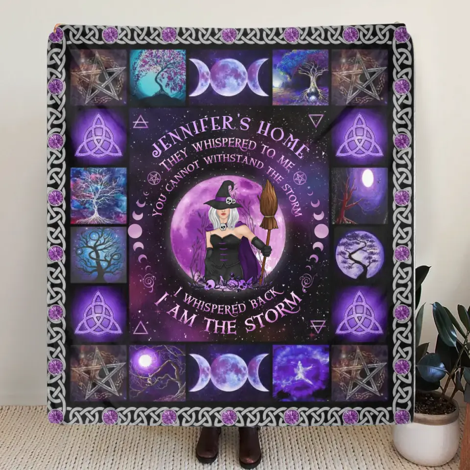 Personalized Witch Fleece Throw Blanket & Quilt - Halloween Gift Idea For Witch Lovers - I Am The Storm