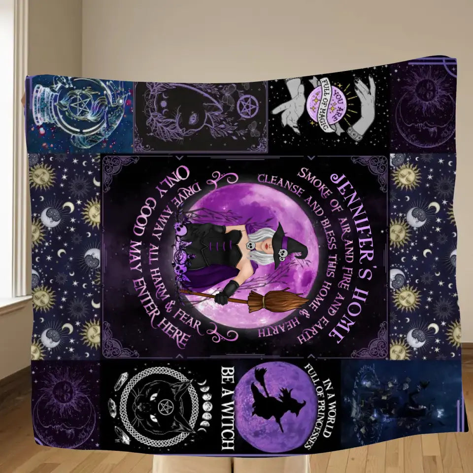 Personalized Witch Fleece Throw Blanket & Quilt - Halloween Gift Idea For Witch Lovers - Smoke Of Air And Fire And Earth