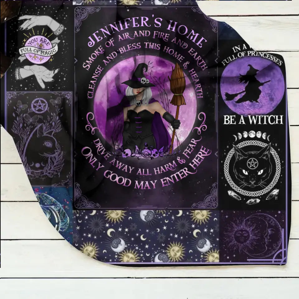 Personalized Witch Fleece Throw Blanket & Quilt - Halloween Gift Idea For Witch Lovers - Smoke Of Air And Fire And Earth