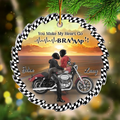Personalized Biker Couple Acrylic Ornament - Gift Idea For Couple & Biker Lover - You Make My Heart Go Braaaap!