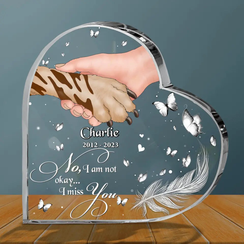 Personalized Memorial Acrylic Plaque- Memorial Gift For Dog Lover/ Dog Owner - No, I Am Not Okay ... I Miss You