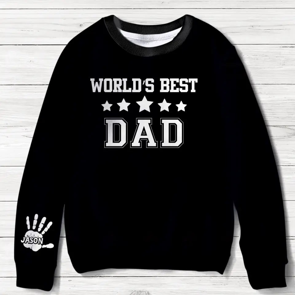 Personalized World's Best Dad AOP Sweater - Custom Nickname With Up to 10 Kids - Christmas Gift Idea for Father/Grandpa