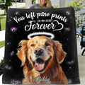 Personalized Memorial Pet Photo Fleece Throw Blanket & Quilt - Custom Pet Portrait - Memorial Gift Idea For Dog/Cat Lover - You Left Paw Prints On My Heart Forever