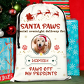 Custom Upload Pet Photo Santa Sack - Gift Idea For Christmas/Pet Lovers - Santa Paws Special Overnight Delivery