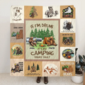 Personalized Camping Friends Quilt/Fleece Throw Blanket - Up to 6 Bears - Gift Idea for Camping Lovers/Friends - If I'm Drunk It's My Camping Friends' Fault