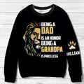 Personalized Lion AOP Sweater - Up to 10 Children - Gift Idea for Father/Grandpa/Family - Being A Dad Is An Honor Being A Grandpa Is Priceless