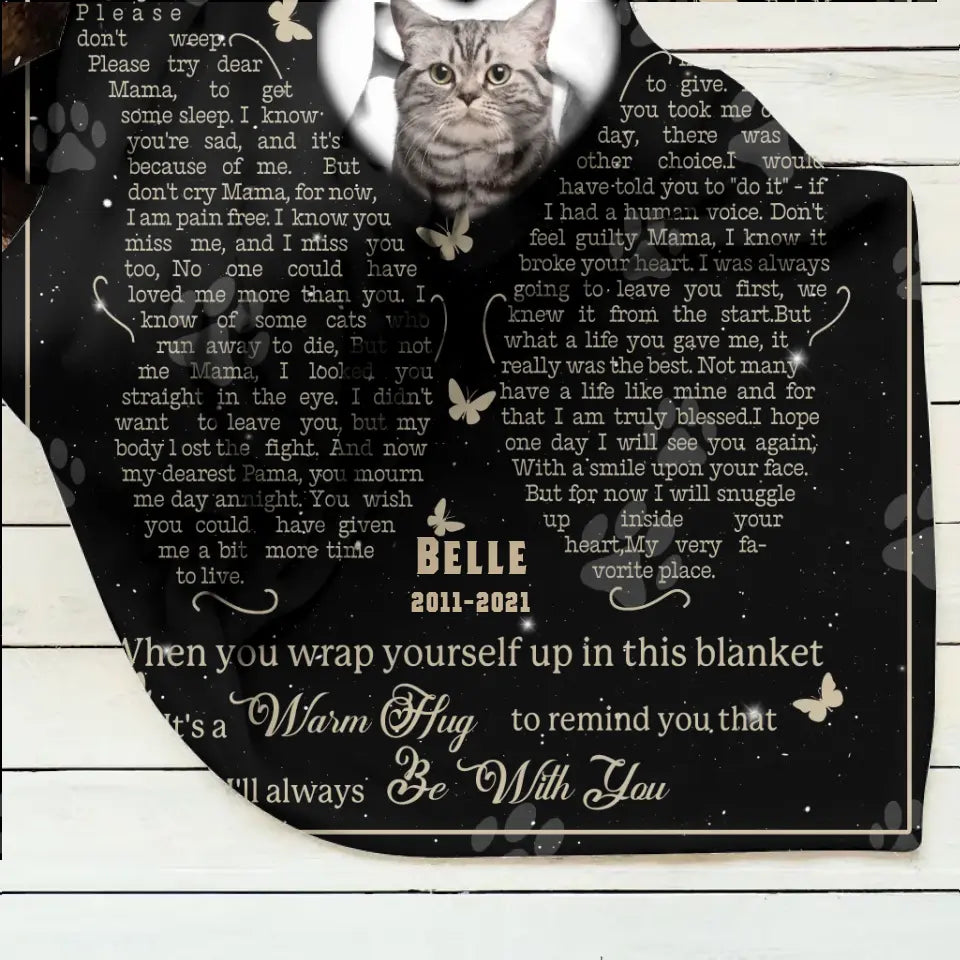 Personalized Memorial Fleece Throw Blanket & Quilt - Memorial Gift Idea For Pet Lover - Upload Photo - Don't Cry Sweet Mama