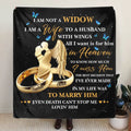 Personalized Couple Rings Quilt/Fleece Throw Blanket - Memorial Gift Idea For Loss Husband - I Am Not A Widow I Am A Wife To A Husband With Wings