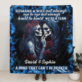Personalized Skull Couple Quilt/Fleece Throw Blanket - Memorial Gift Idea For Him/Her - Husband & Wife Not Always Eye To Eye