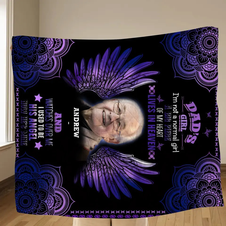 Personalized Memorial Fleece Throw Blanket & Quilt - Upload Photo - Memorial Gift Idea - Dad's Girl I'm Not A Normal Girl