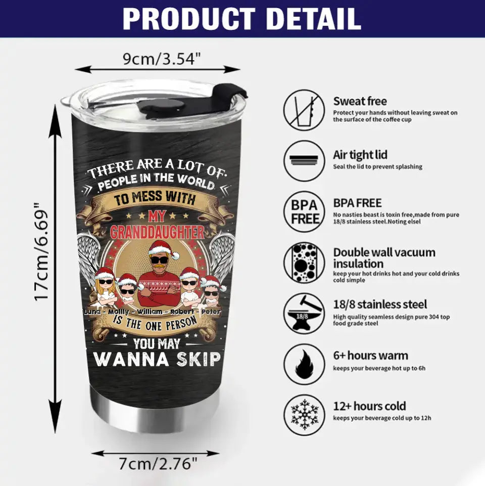 Personalized Grandpa Tumbler - Christmas Gift Idea For Grandpa From Grandkids - Up to 4 Grandkids - You May Wanna Skip