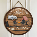 Personalized Camping Wooden Sign - Gift Idea For Couple/Family/Camping Lover - Couple With Up to 3 Kids And 3 Pets - Life Is Better Around The Campfire