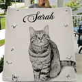 Personalized Pet Pen Art Portrait Fleece Throw Blanket - Upload Photo - Gift Idea For Dog/Cat Lover