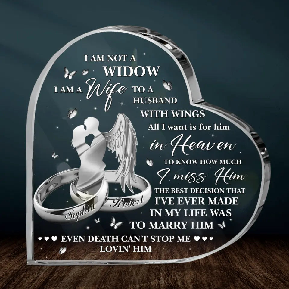 Personalized Memorial  Couple Crystal Heart - Memorial Gift Idea - Even Death Can't Stop Me Lovin' Him