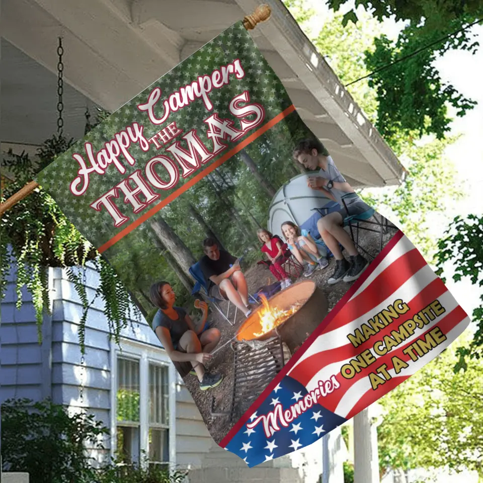 Personalized Camping Flag - Upload Photo - Gift Idea For Camping Lovers - Happy Campers