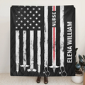 Personalized US Healthcare Worker Fleece Throw Blanket & Quilt - Gift Idea For Nurse/Colleague